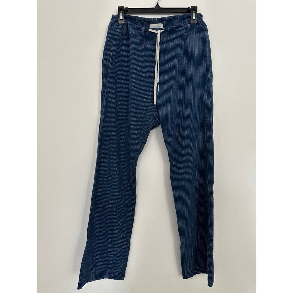 Imogene Willie Pinstripe Drawstring Pants Blue Cotton Linen Blend XS/S